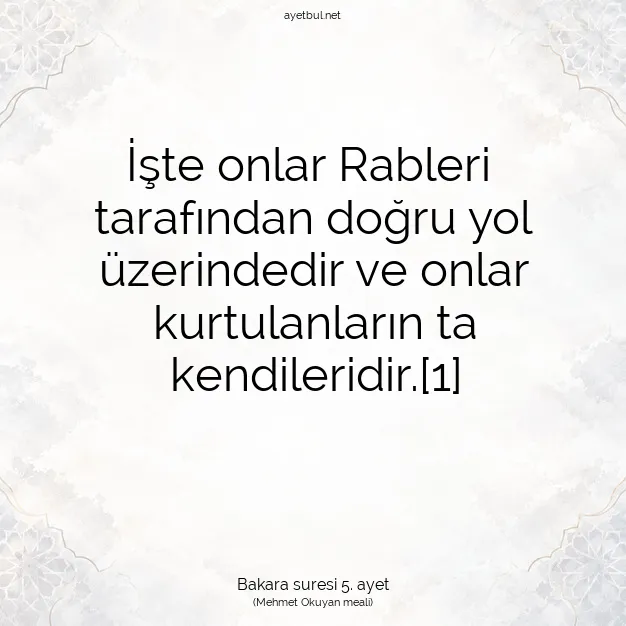 Ayetbul | Kuran Mealleri | Quran | Bakara suresi 5. ayet
