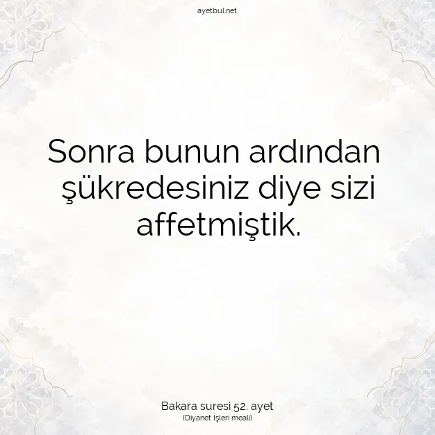 Ayetbul | Kuran Mealleri | Quran | Bakara suresi 52. ayet
