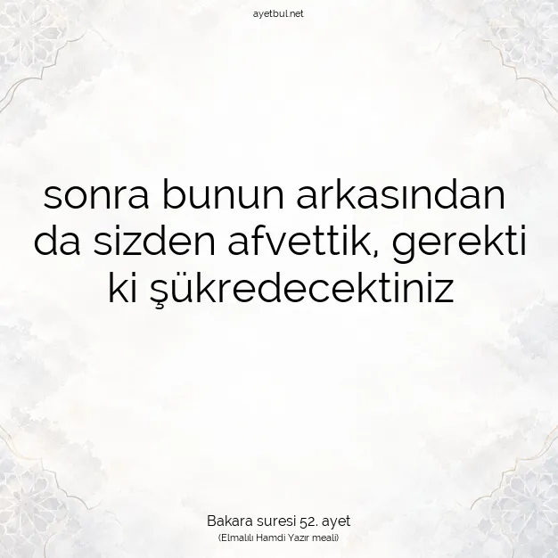 Ayetbul | Kuran Mealleri | Quran | Bakara suresi 52. ayet