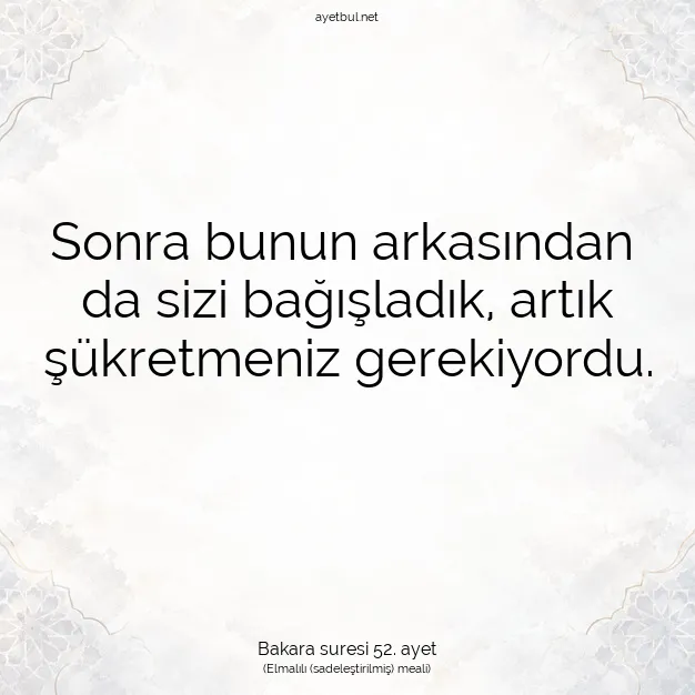 Ayetbul | Kuran Mealleri | Quran | Bakara suresi 52. ayet