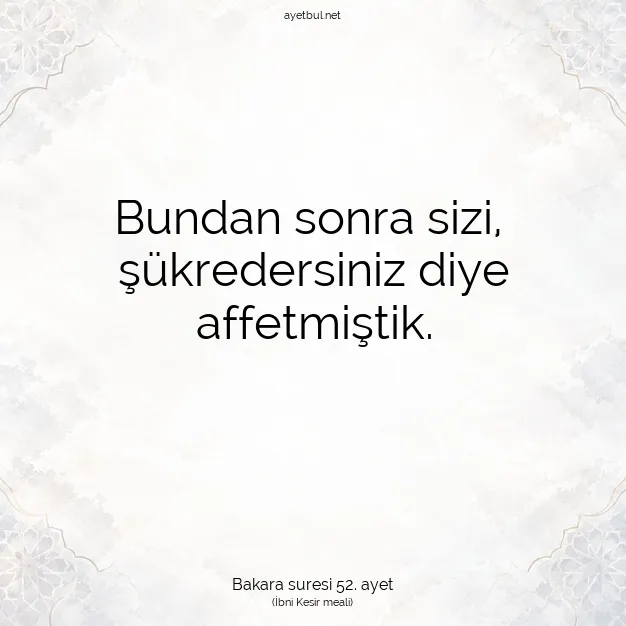 Ayetbul | Kuran Mealleri | Quran | Bakara suresi 52. ayet