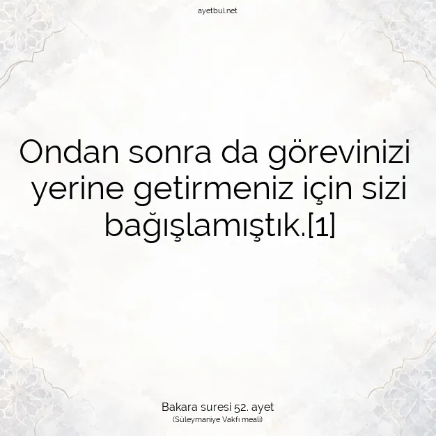 Ayetbul | Kuran Mealleri | Quran | Bakara suresi 52. ayet