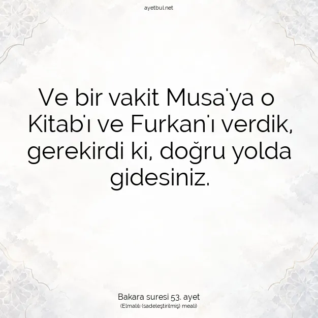 Ayetbul | Kuran Mealleri | Quran | Bakara suresi 53. ayet