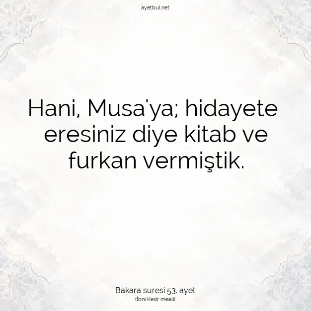 Ayetbul | Kuran Mealleri | Quran | Bakara suresi 53. ayet