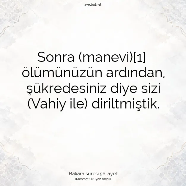 Ayetbul | Kuran Mealleri | Quran | Bakara suresi 56. ayet