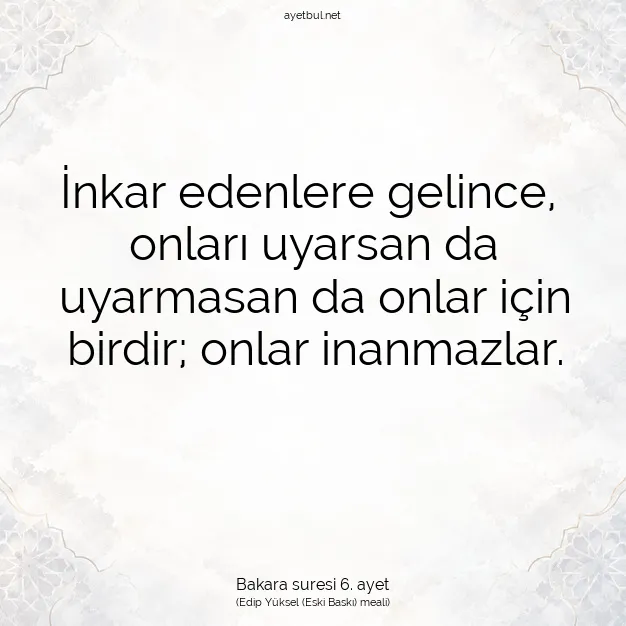 Ayetbul | Kuran Mealleri | Quran | Bakara suresi 6. ayet