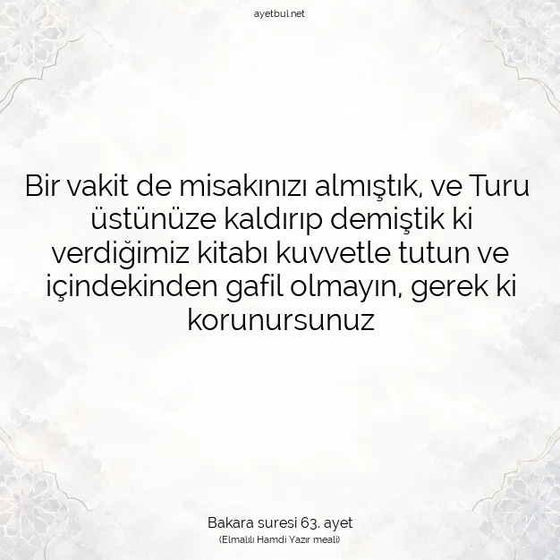 Ayetbul | Kuran Mealleri | Quran | Bakara suresi 63. ayet