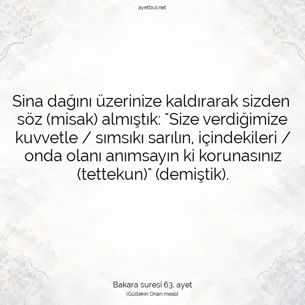Ayetbul | Kuran Mealleri | Quran | Bakara suresi 63. ayet