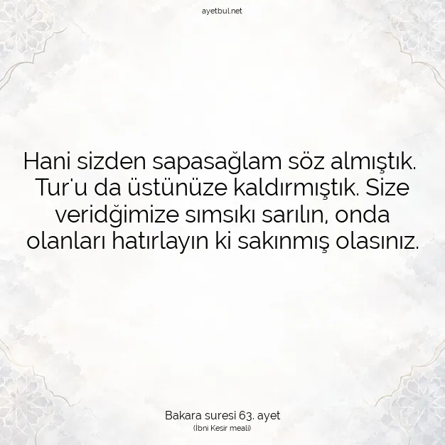 Ayetbul | Kuran Mealleri | Quran | Bakara suresi 63. ayet
