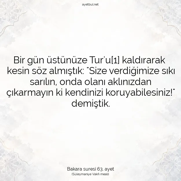 Ayetbul | Kuran Mealleri | Quran | Bakara suresi 63. ayet