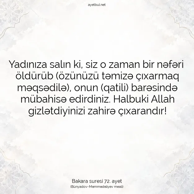 Ayetbul | Kuran Mealleri | Quran | Bakara suresi 72. ayet