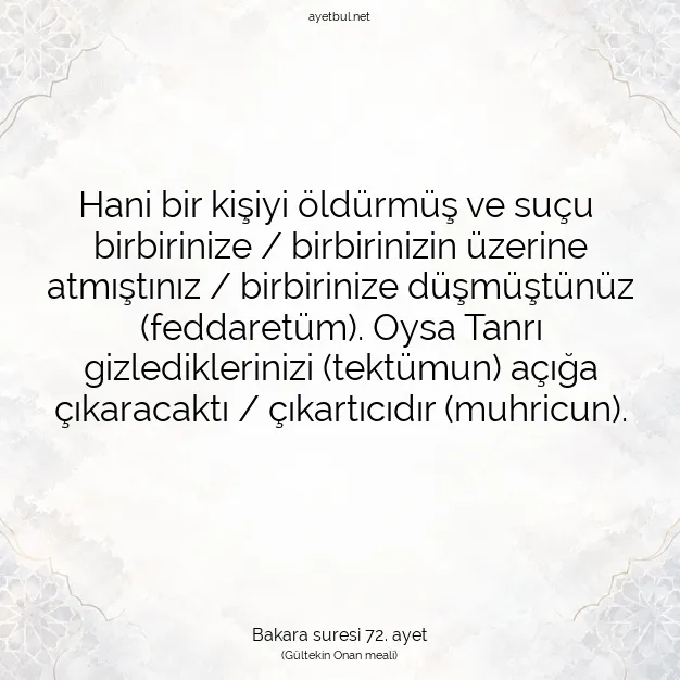 Ayetbul | Kuran Mealleri | Quran | Bakara suresi 72. ayet