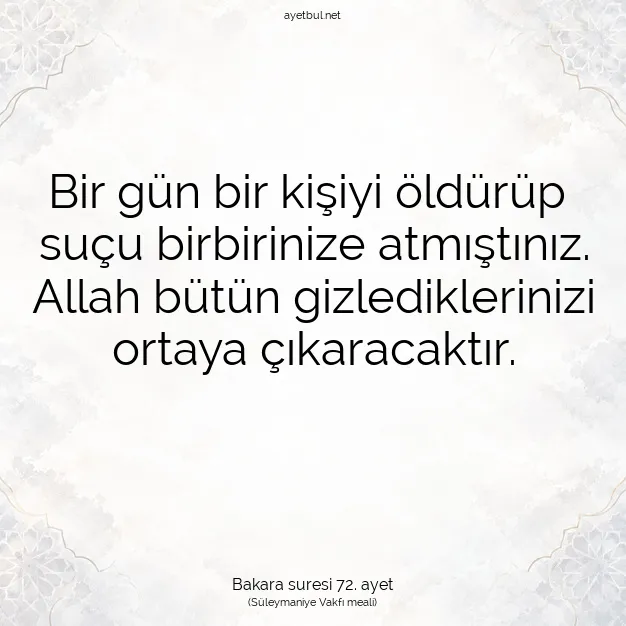 Ayetbul | Kuran Mealleri | Quran | Bakara suresi 72. ayet
