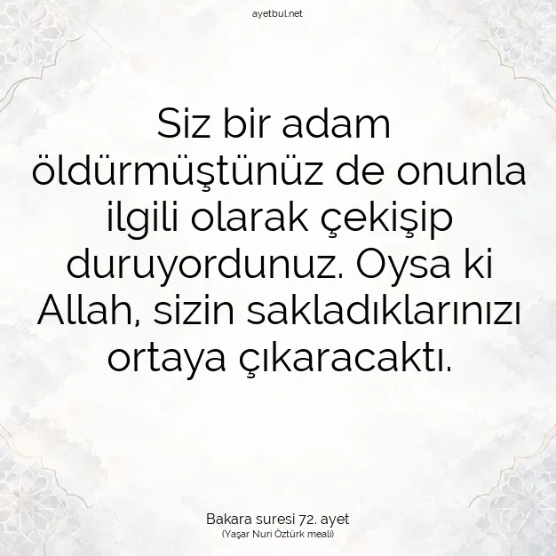 Ayetbul | Kuran Mealleri | Quran | Bakara suresi 72. ayet