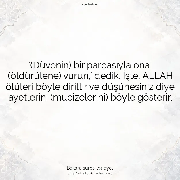 Ayetbul | Kuran Mealleri | Quran | Bakara suresi 73. ayet