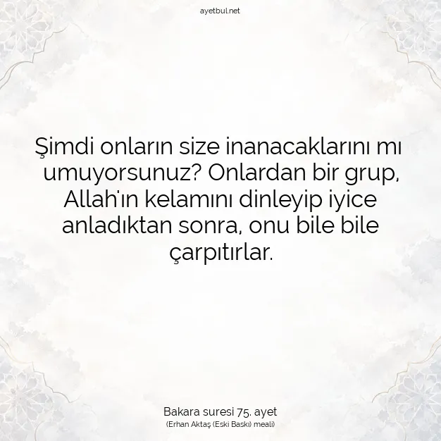 Ayetbul | Kuran Mealleri | Quran | Bakara suresi 75. ayet