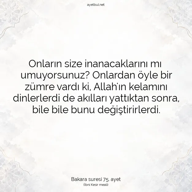 Ayetbul | Kuran Mealleri | Quran | Bakara suresi 75. ayet