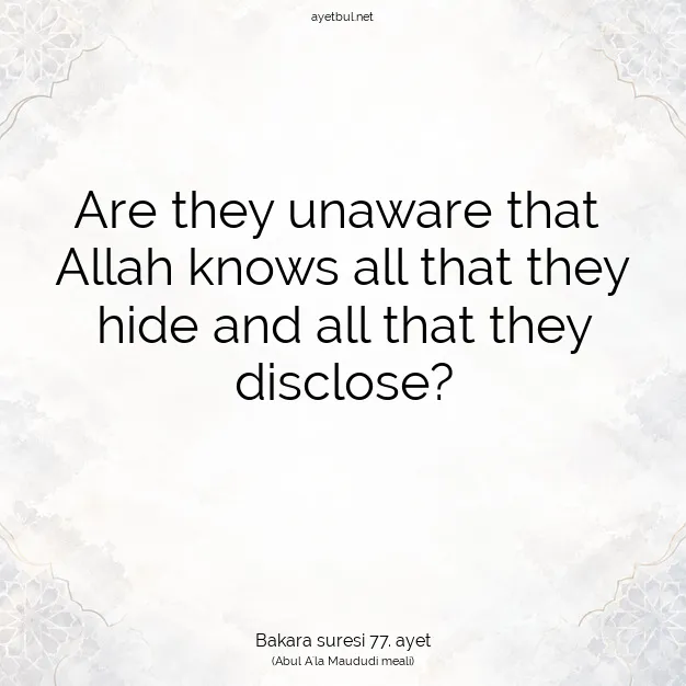 Ayetbul | Kuran Mealleri | Quran | Bakara suresi 77. ayet