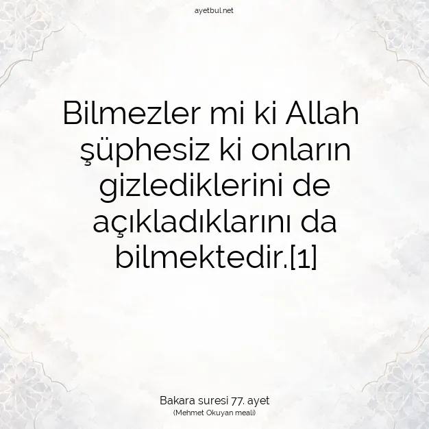 Ayetbul | Kuran Mealleri | Quran | Bakara suresi 77. ayet