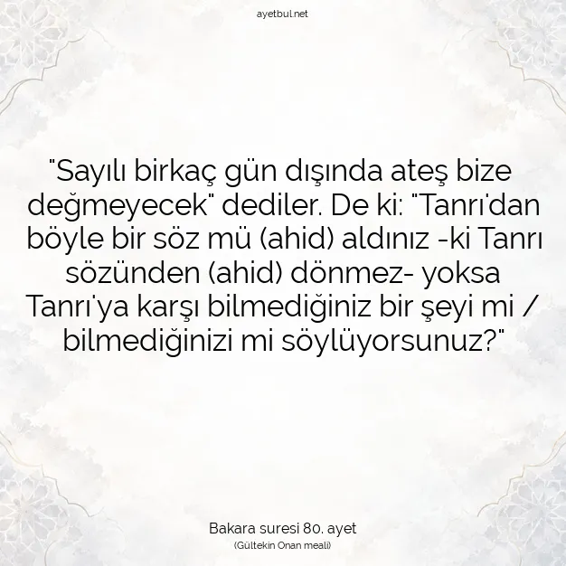 Ayetbul | Kuran Mealleri | Quran | Bakara suresi 80. ayet