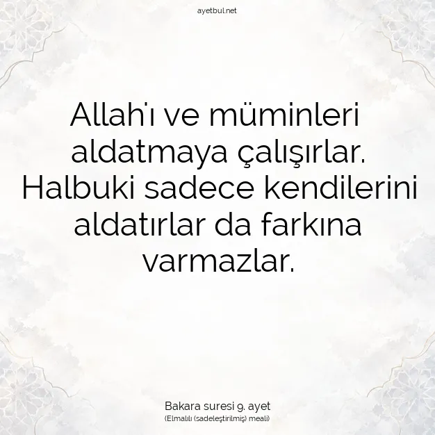 Ayetbul | Kuran Mealleri | Quran | Bakara suresi 9. ayet