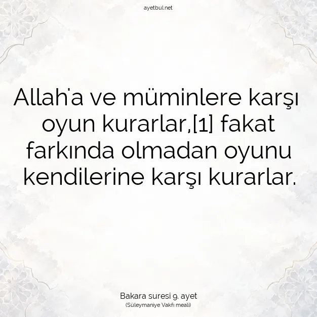 Ayetbul | Kuran Mealleri | Quran | Bakara suresi 9. ayet