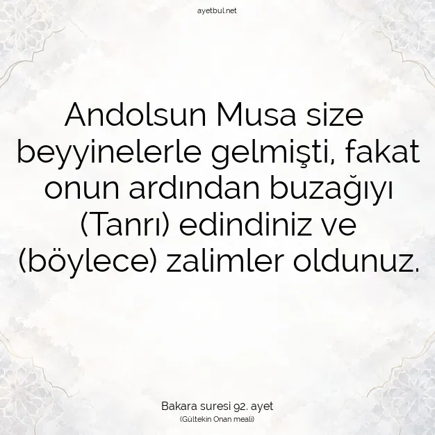 Ayetbul | Kuran Mealleri | Quran | Bakara suresi 92. ayet