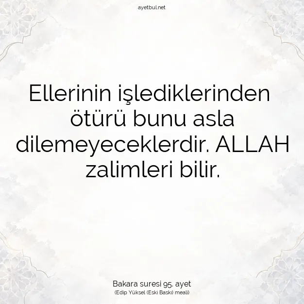 Ayetbul | Kuran Mealleri | Quran | Bakara suresi 95. ayet