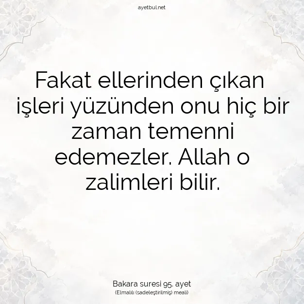 Ayetbul | Kuran Mealleri | Quran | Bakara suresi 95. ayet