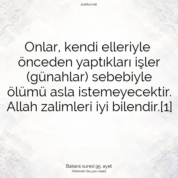 Ayetbul | Kuran Mealleri | Quran | Bakara suresi 95. ayet