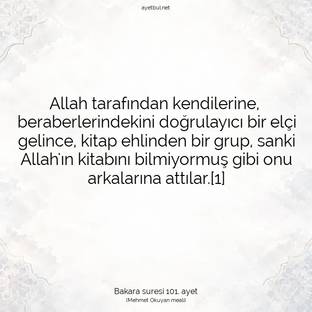 Ayetbul | Kuran Mealleri | Quran | Bakara suresi 101. ayet