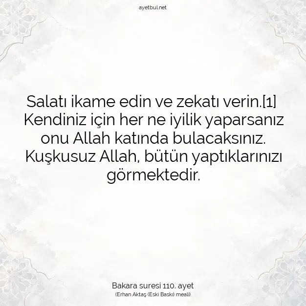 Ayetbul | Kuran Mealleri | Quran | Bakara suresi 110. ayet