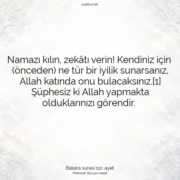 Ayetbul | Kuran Mealleri | Quran | Bakara suresi 110. ayet