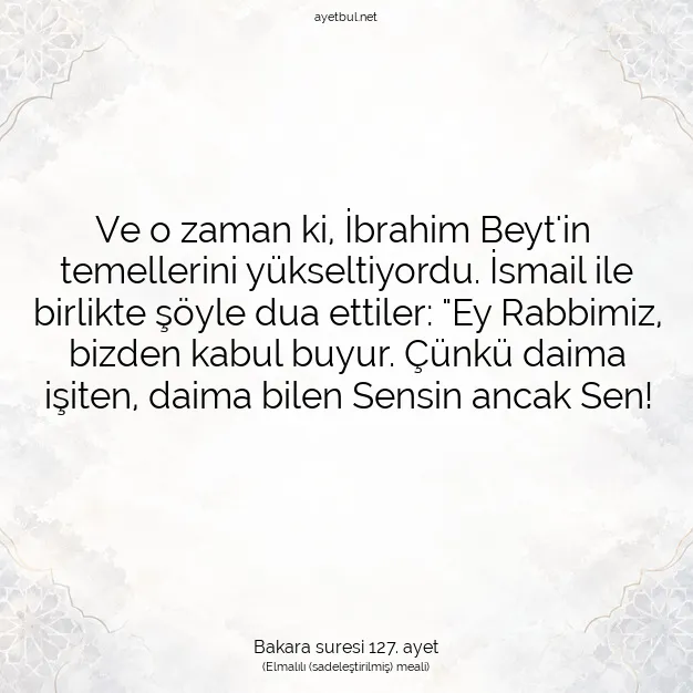 Ayetbul | Kuran Mealleri | Quran | Bakara suresi 127. ayet