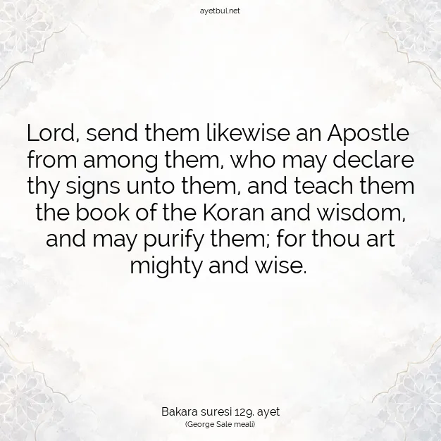 Ayetbul | Kuran Mealleri | Quran | Bakara suresi 129. ayet