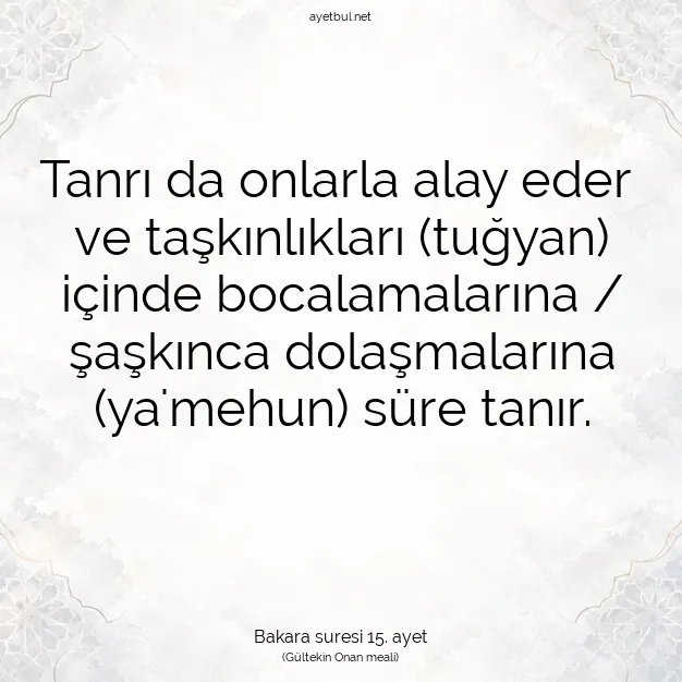 Ayetbul | Kuran Mealleri | Quran | Bakara suresi 15. ayet