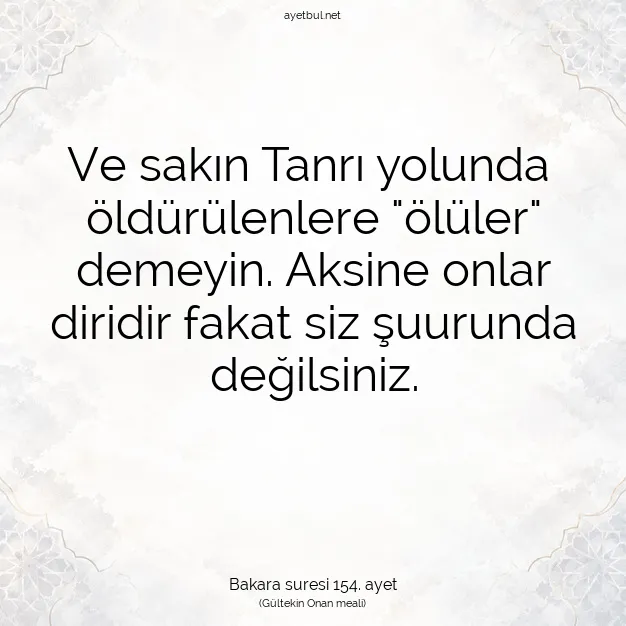 Ayetbul | Kuran Mealleri | Quran | Bakara suresi 154. ayet