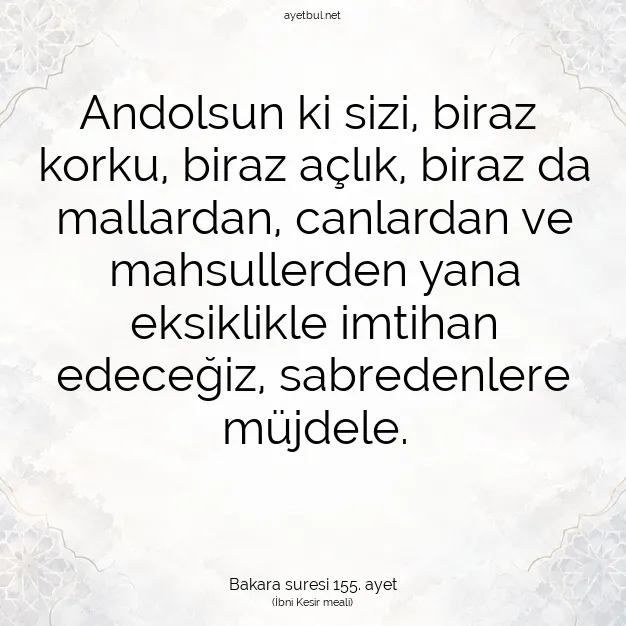 Ayetbul | Kuran Mealleri | Quran | Bakara suresi 155. ayet