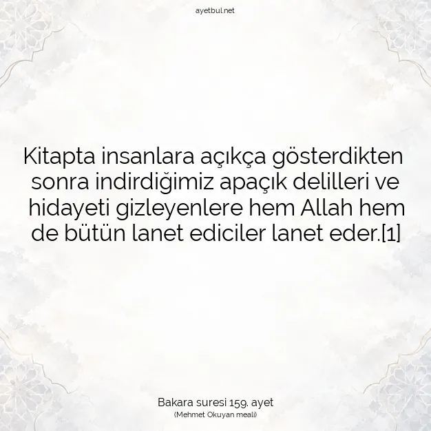 Ayetbul | Kuran Mealleri | Quran | Bakara suresi 159. ayet