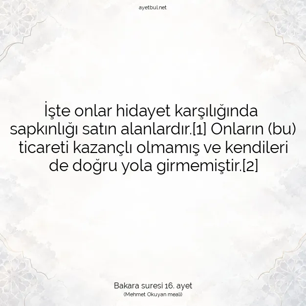 Ayetbul | Kuran Mealleri | Quran | Bakara suresi 16. ayet