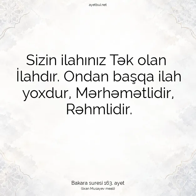 Ayetbul | Kuran Mealleri | Quran | Bakara suresi 163. ayet
