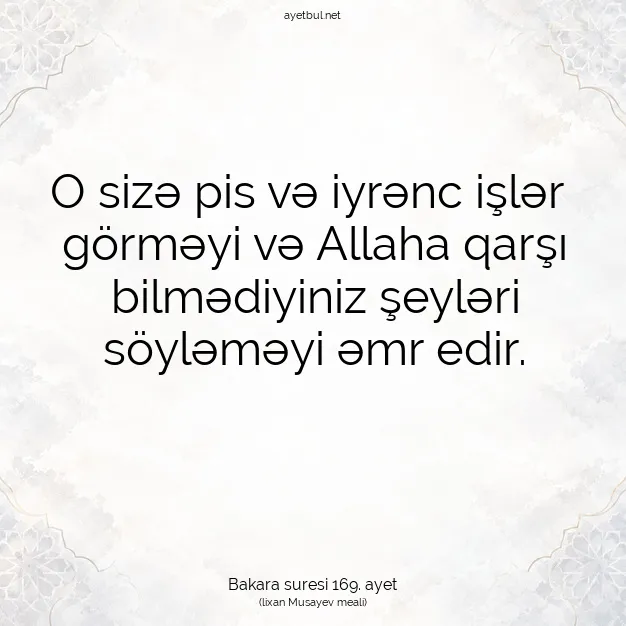 Ayetbul | Kuran Mealleri | Quran | Bakara suresi 169. ayet