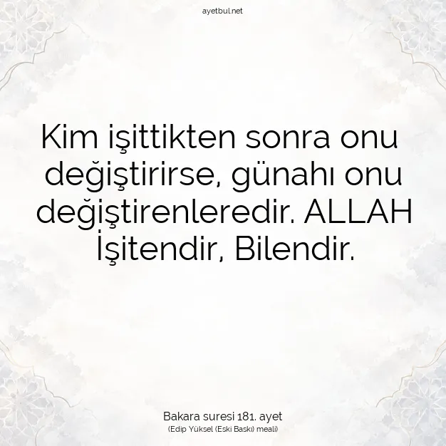 Ayetbul | Kuran Mealleri | Quran | Bakara suresi 181. ayet