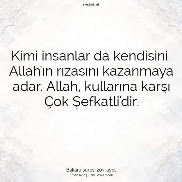 Ayetbul | Kuran Mealleri | Quran | Bakara suresi 207. ayet