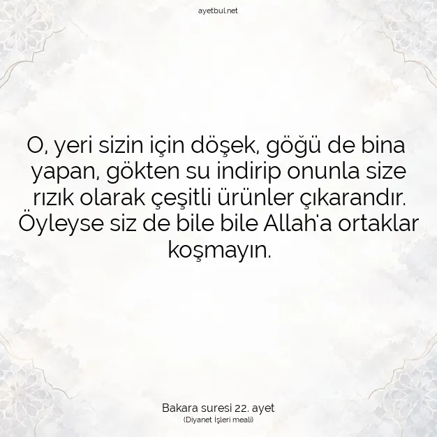 Ayetbul | Kuran Mealleri | Quran | Bakara suresi 22. ayet