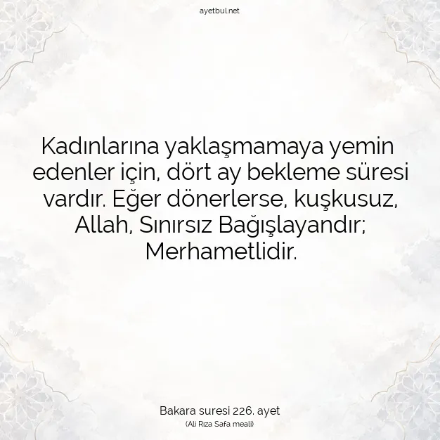 Ayetbul | Kuran Mealleri | Quran | Bakara suresi 226. ayet