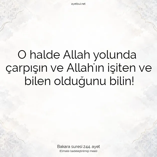 Ayetbul | Kuran Mealleri | Quran | Bakara suresi 244. ayet