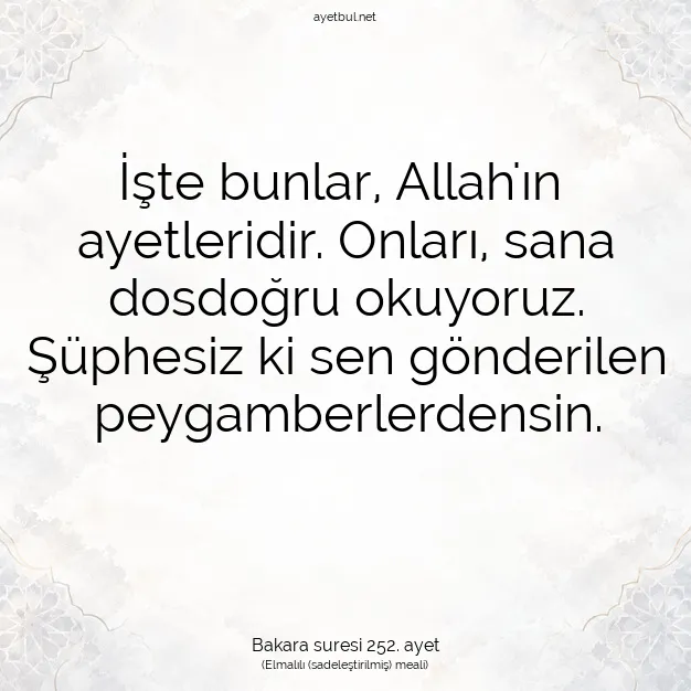 Ayetbul | Kuran Mealleri | Quran | Bakara suresi 252. ayet