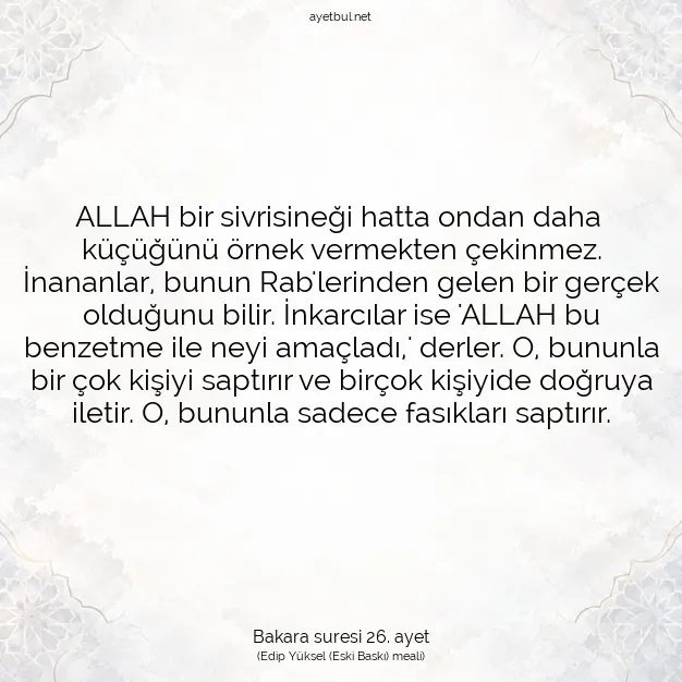 Ayetbul | Kuran Mealleri | Quran | Bakara suresi 26. ayet