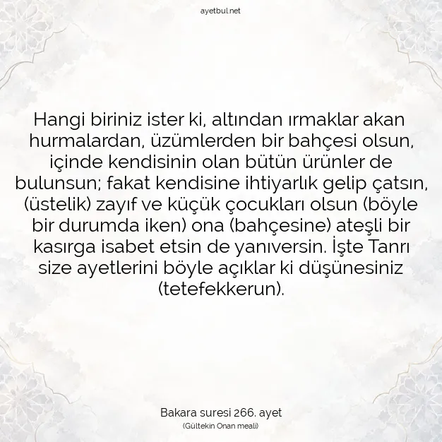 Ayetbul | Kuran Mealleri | Quran | Bakara suresi 266. ayet